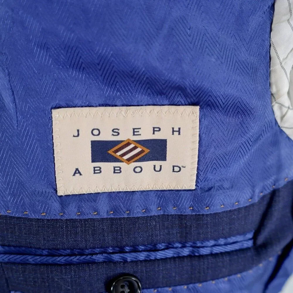 Joseph Abboud Reda‎ Super 110s Wool Blue Check 40R 2 Button Sport Coat Tag 42L